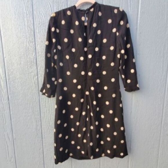 Kate Spade Women’s Size 2 Dizzy Dot Sheath Dress Black Tan 3/4 Sleeve High Neck - Picture 8 of 14